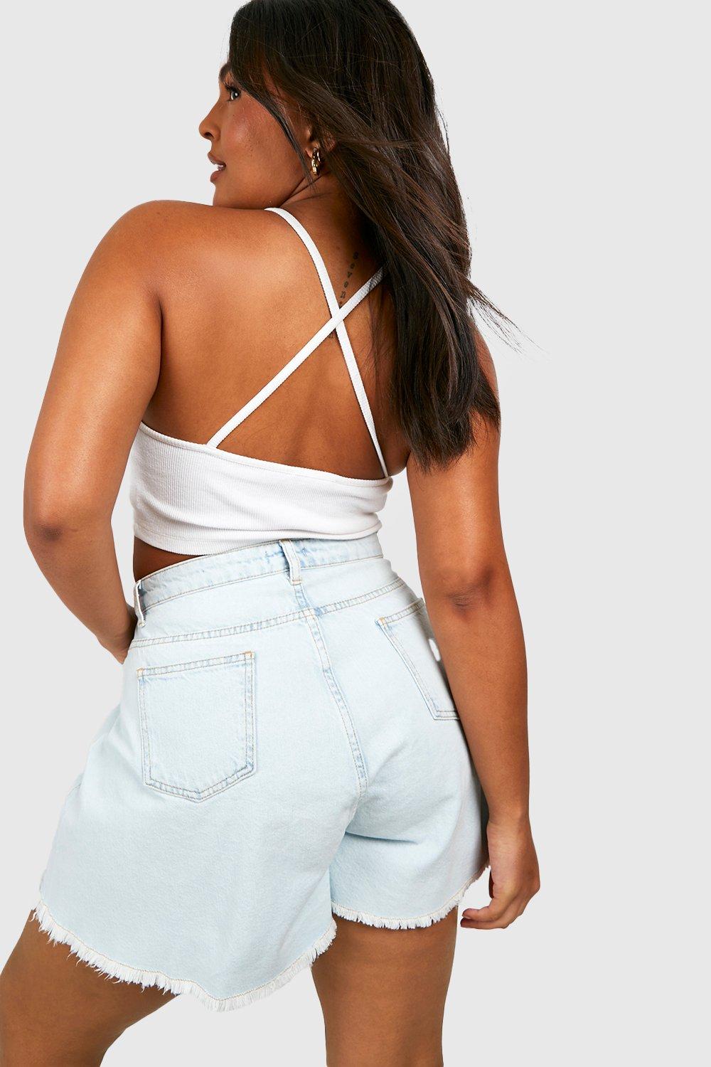 Boohoo white hot sale denim shorts